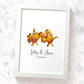 Framed A3 clown fish couple personalised print with names and anniversary date