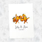Clown fish couple personalised A3 print with names and anniversary date