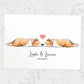 Two Corgis A3 Unframed Art Print Personalized With Names And Date For A Heartwarming Valentines Day Gift