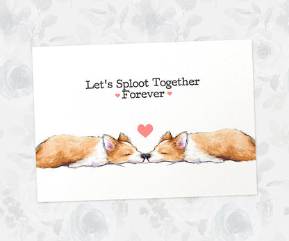 Corgi Love Art Print | Let's Sploot Together Forever