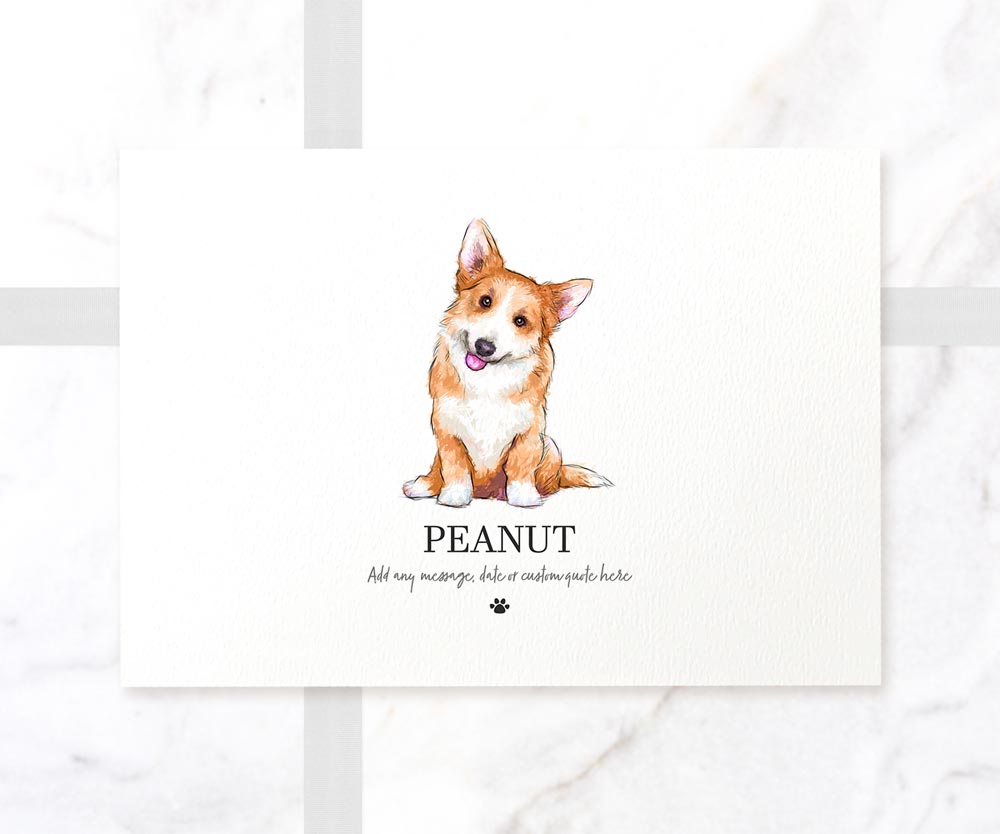 Corgi Puppy Dog Decor New Pet Portrait Memorial Loss Christmas Gift Name Custom Wall Art Print