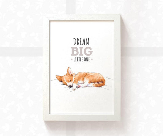 Corgi Dog Nursery Print "Dream Big Little One"