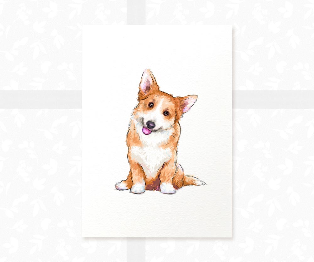 Happy Corgi Puppy Dog Art Print