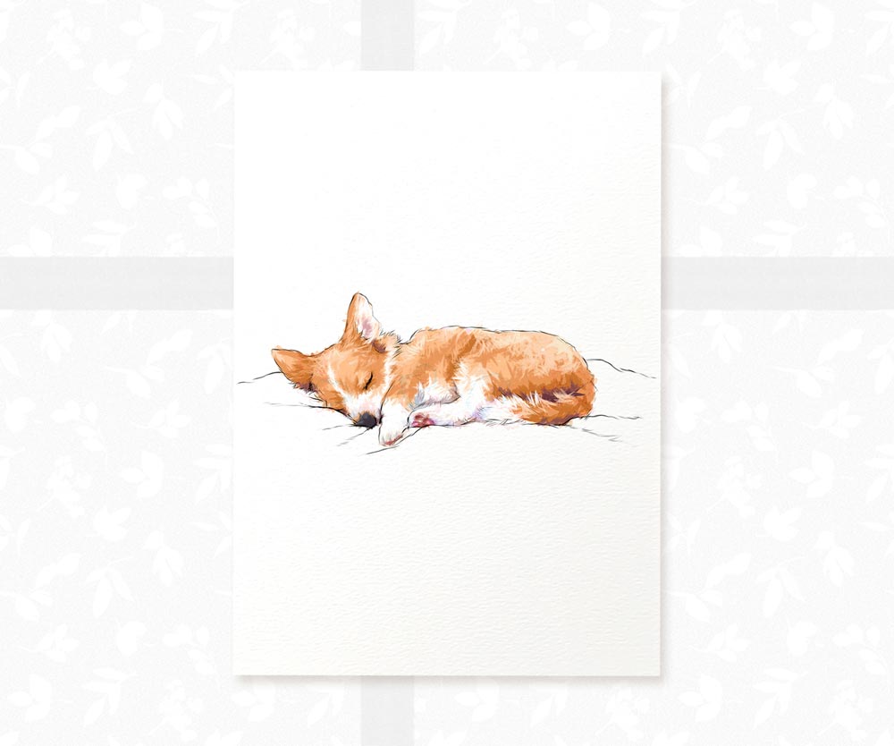 Sleeping Corgi Puppy Animal Print