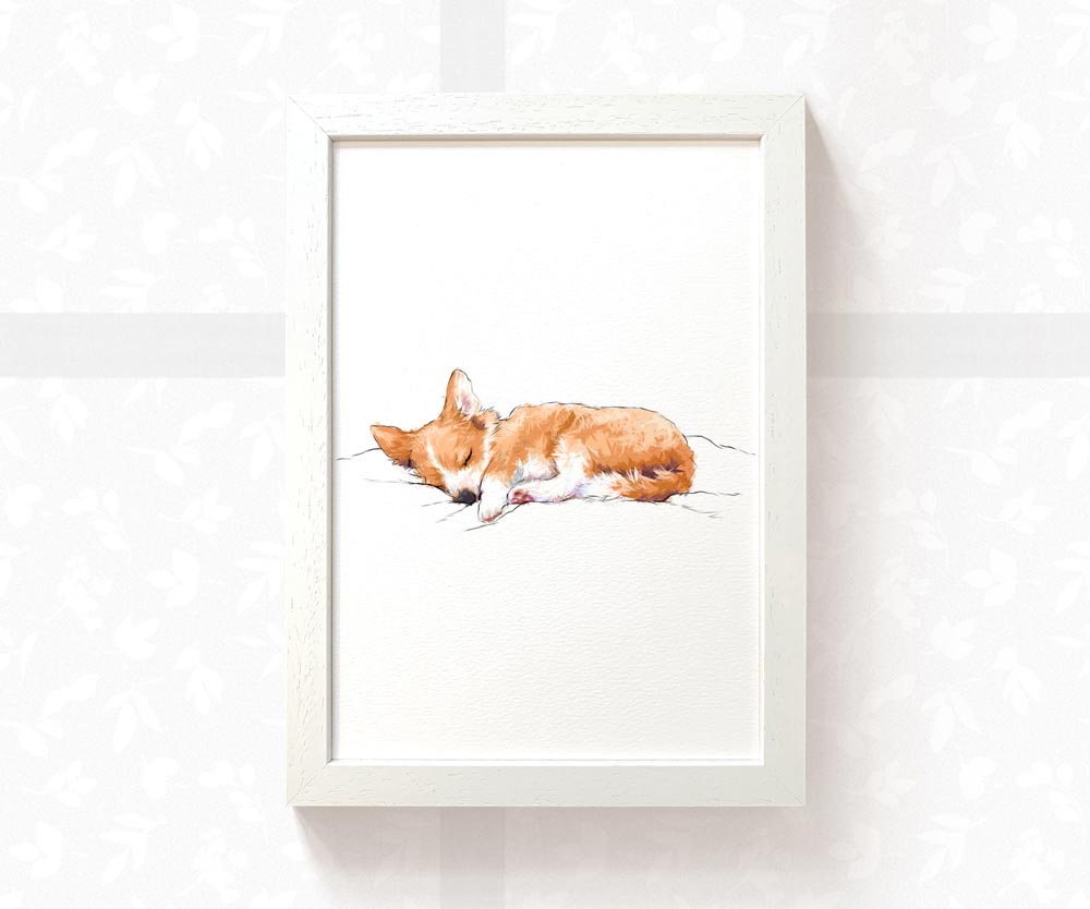 Sleeping Corgi Puppy Animal Print