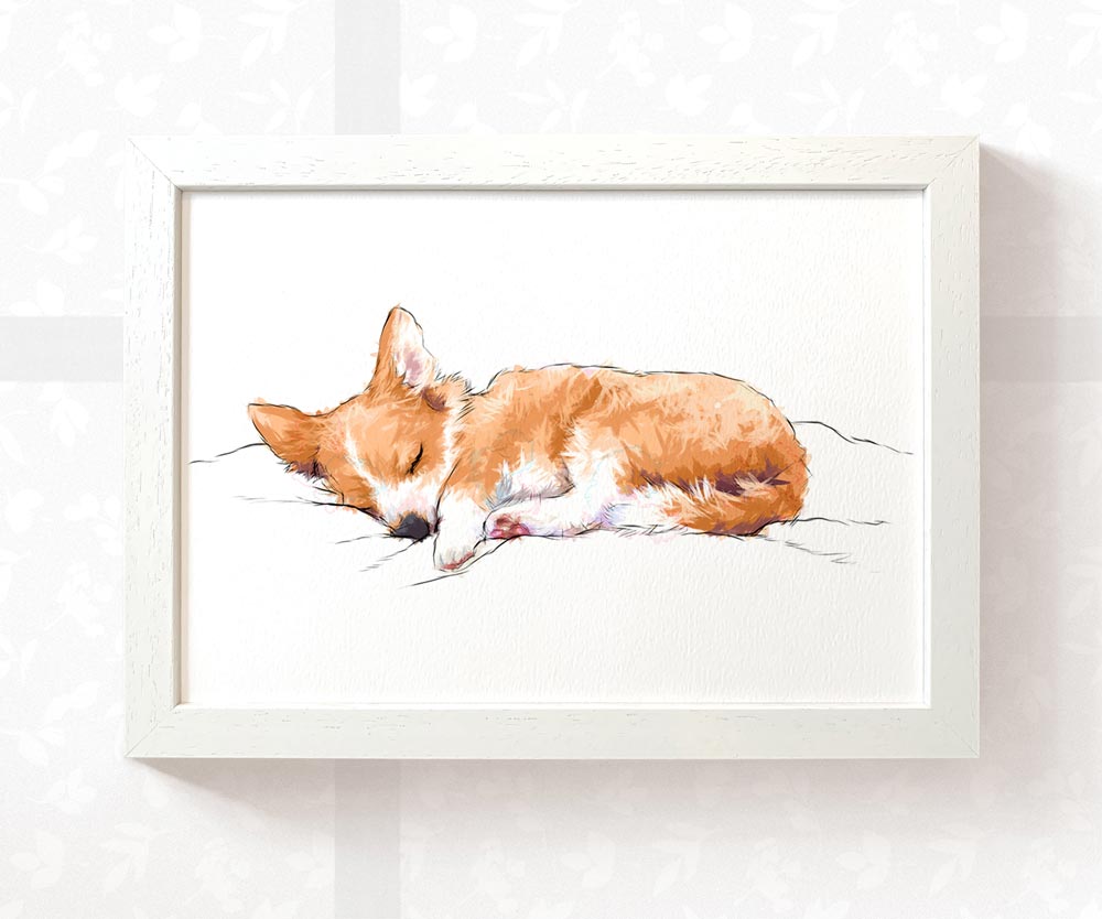 Sleeping Corgi Puppy Animal Print