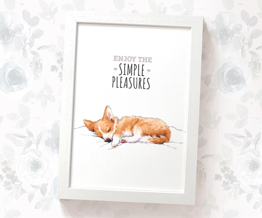 Corgi Dog Print "Enjoy the Simple Pleasures"