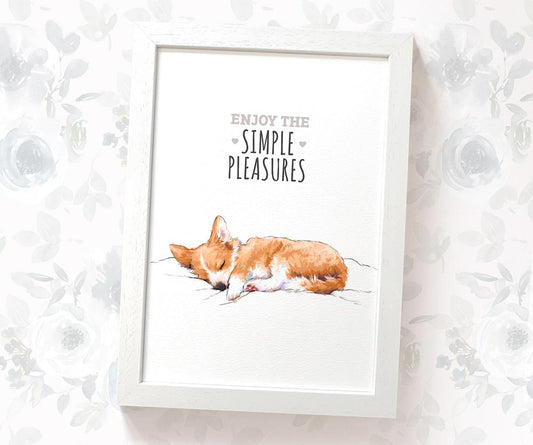 Corgi Dog Print "Enjoy the Simple Pleasures"