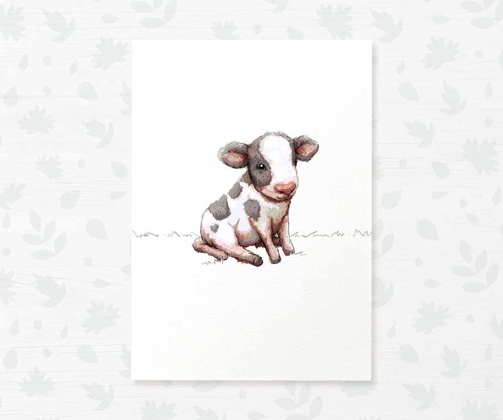 Cow Farm Animals Nursery Art Print | Children's Wall Art