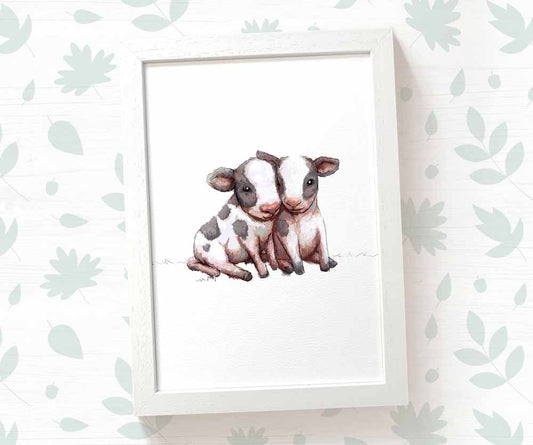 Cows Farm Animal Nursery Print for Twins