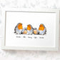 Robin family portrait featuring grandma grandad and grandchildren personalised with names for the best grandparents gift