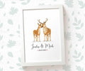 Personalised Deer Wedding Anniversary Print