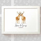 Personalized Deer Couple A4 Framed Print Featuring Newlywed Names And Date For A Unique Wedding Gift