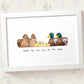 Bird Family Name Personalised Gift Prints Duck Wall Art Custom Birthday Anniversary Baby Nursery Mothers Grandma