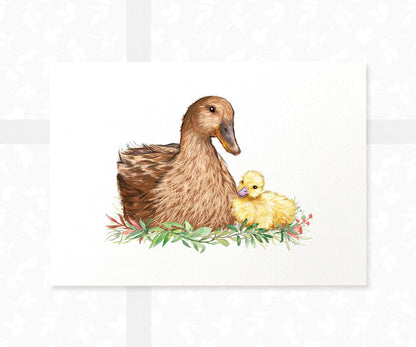 Mum and Baby duck nursery print