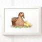 Mother and baby mallard duck nursery print
