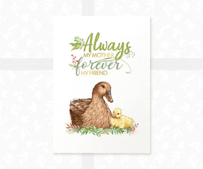 Mother with baby mallard duck art print