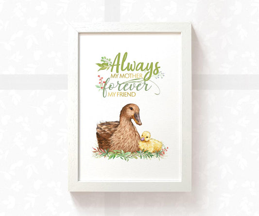 Mum and baby duck art print