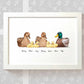 Duck A3 framed family print featuring grandma grandad and grandchildren personalised with names for the best grandparents gift