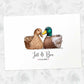 Two Ducks A3 Unframed Art Print Personalized With Names And Date For A Heartwarming Valentines Day Gift