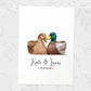 Two Ducks A4 Unframed Print Customized With Names And Date For A Thoughtful Valentines Day Gift