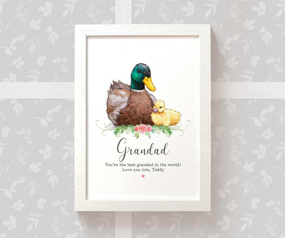 Bird Thank You Personalised Name Gift Prints Duck Wall Art Custom Fathers Day Dad Grandad Present