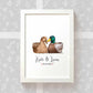 Personalized Duck Couple A4 Framed Print Featuring Names and Date For A Special First Anniversary Gift