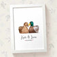 Personalized Duck Couple A4 Framed Print Featuring Newlywed Names And Date For A Unique Wedding Gift