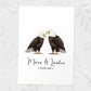 Two Eagles A4 Unframed Print Customized With Names And Date For A Thoughtful Valentines Day Gift