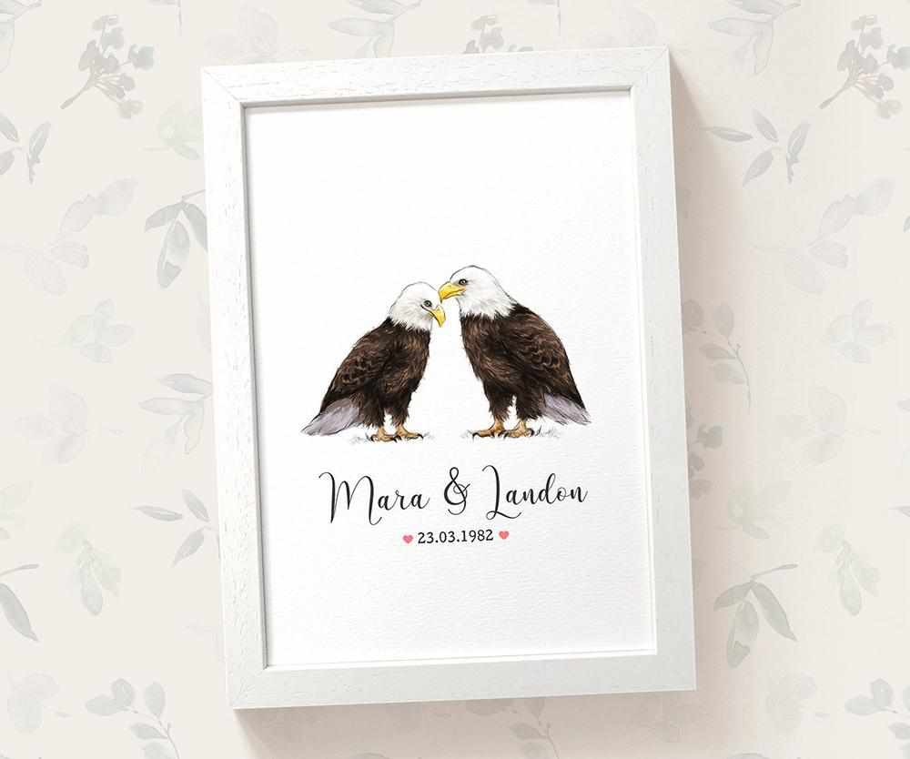Personalized Eagle Couple A3 Framed Print Featuring Names And Date For A Memorable 50th Anniversary Gift For Parents