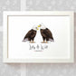 Personalized Eagle Couple A4 Framed Print Featuring Names and Date For A Special First Anniversary Gift