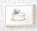 Elephant In Bathtub Nursery Print