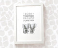 Elephants Safari Animal Nursery Print for Twins "Born Together, Friends Forever"