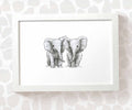 Elephants Safari Animal Nursery Print for Twins