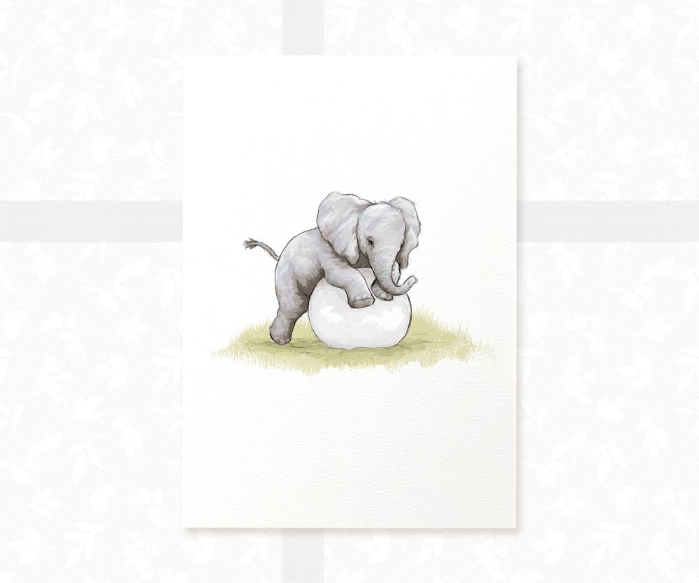 New Baby Shower Gift Safari Jungle Nursery Decor Animal Wall Art Elephant Print Newborn Boy Girl