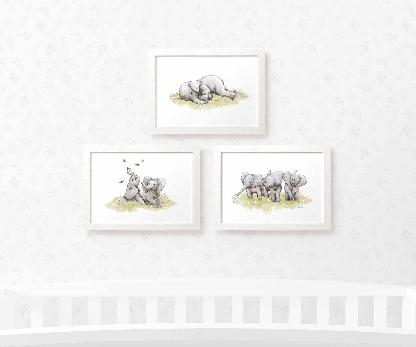 Safari Nursery Prints New Baby Shower Gift Boy Girl Elephant Animal Wall Art Set Playroom Decor