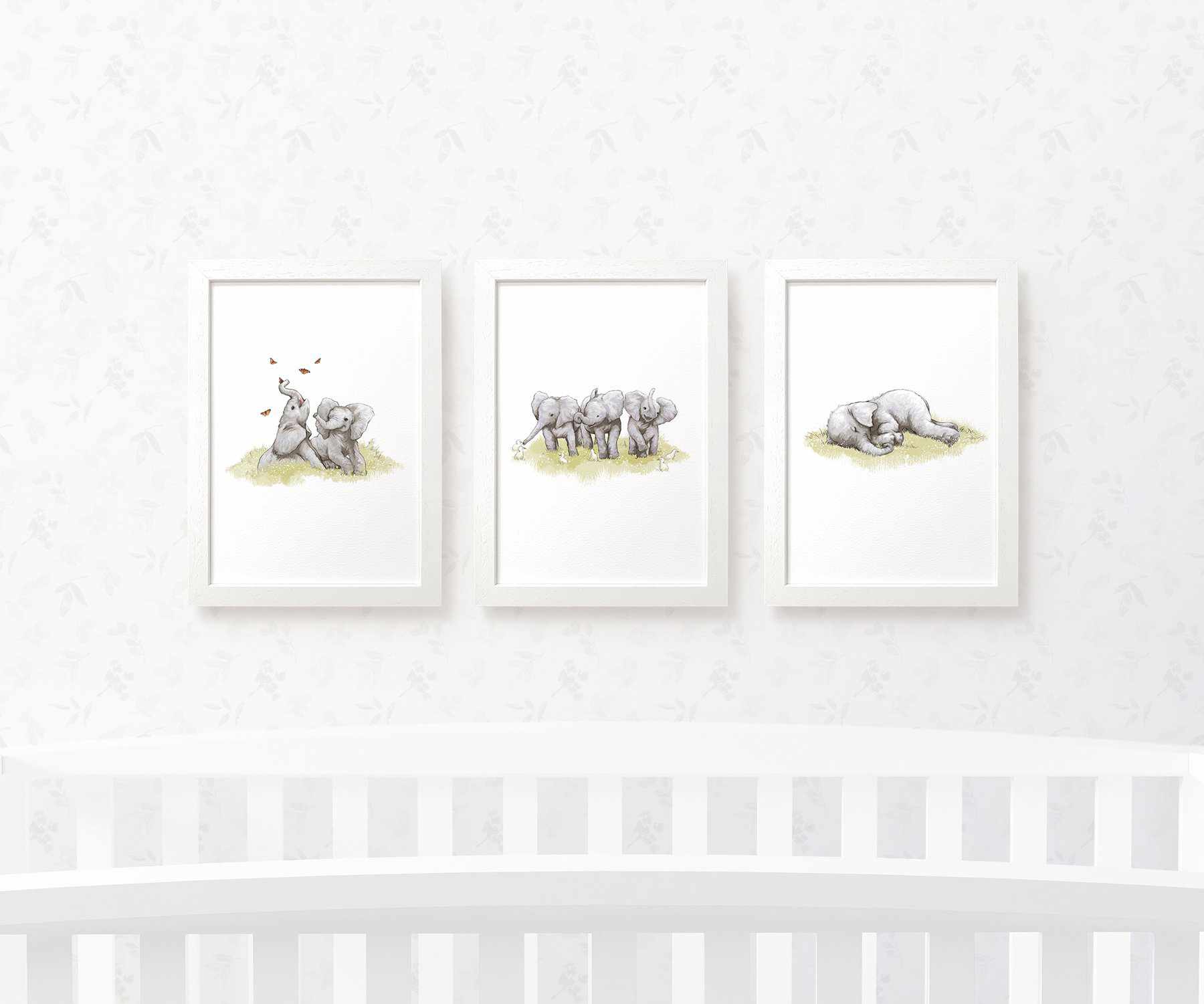 Safari Nursery Prints New Baby Shower Gift Boy Girl Elephant Wall Art Set Playroom Decor UK