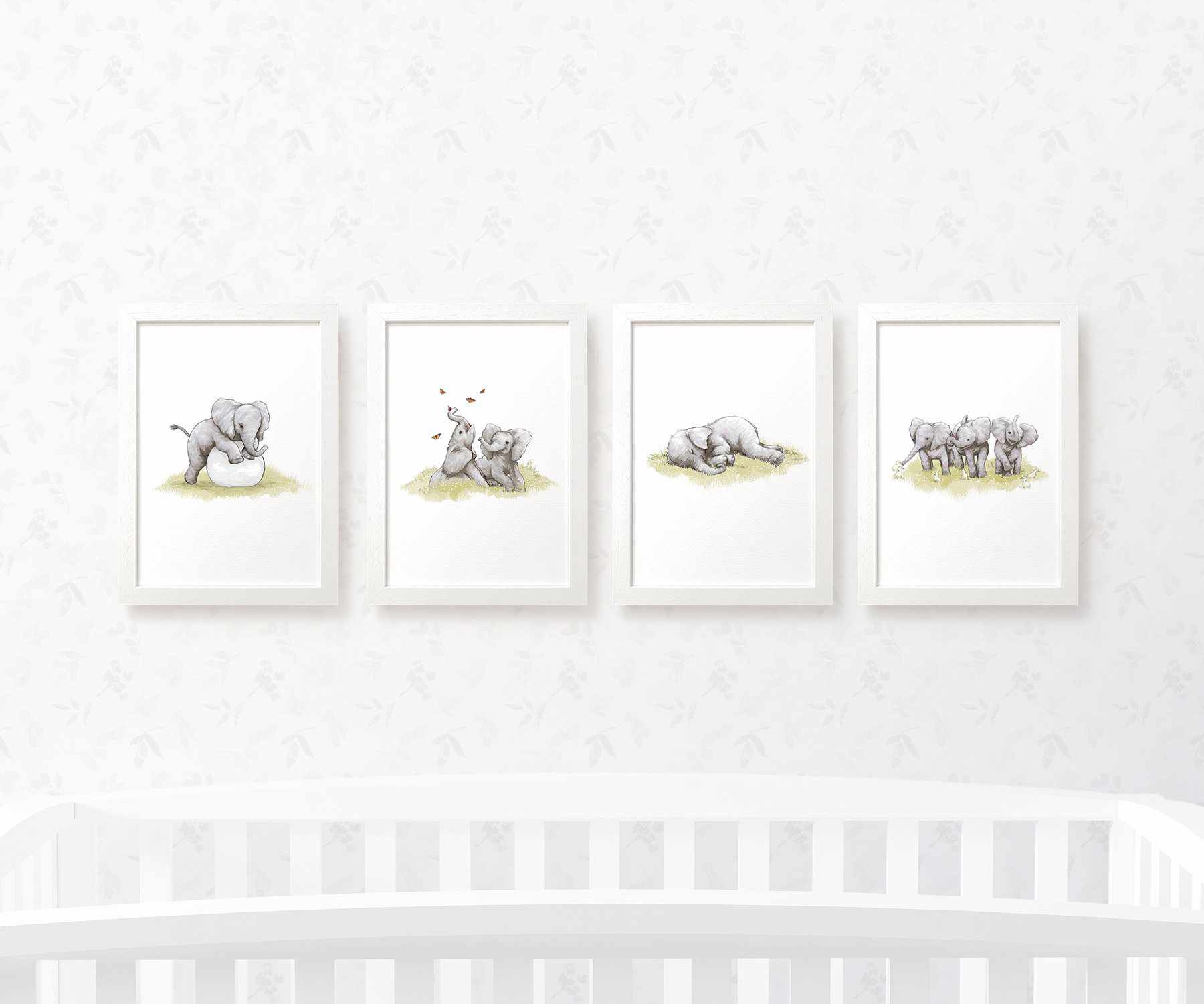 Safari Nursery Prints New Baby Shower Gift Boy Girl Elephant Wall Art Set Playroom Decor UK
