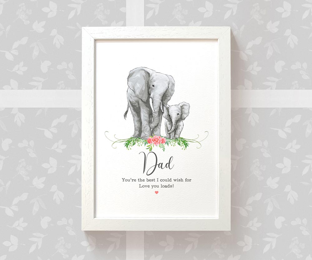 Thank You Personalised Name Gift Animal Prints Elephant Wall Art Custom Fathers Day Son Grandad Present