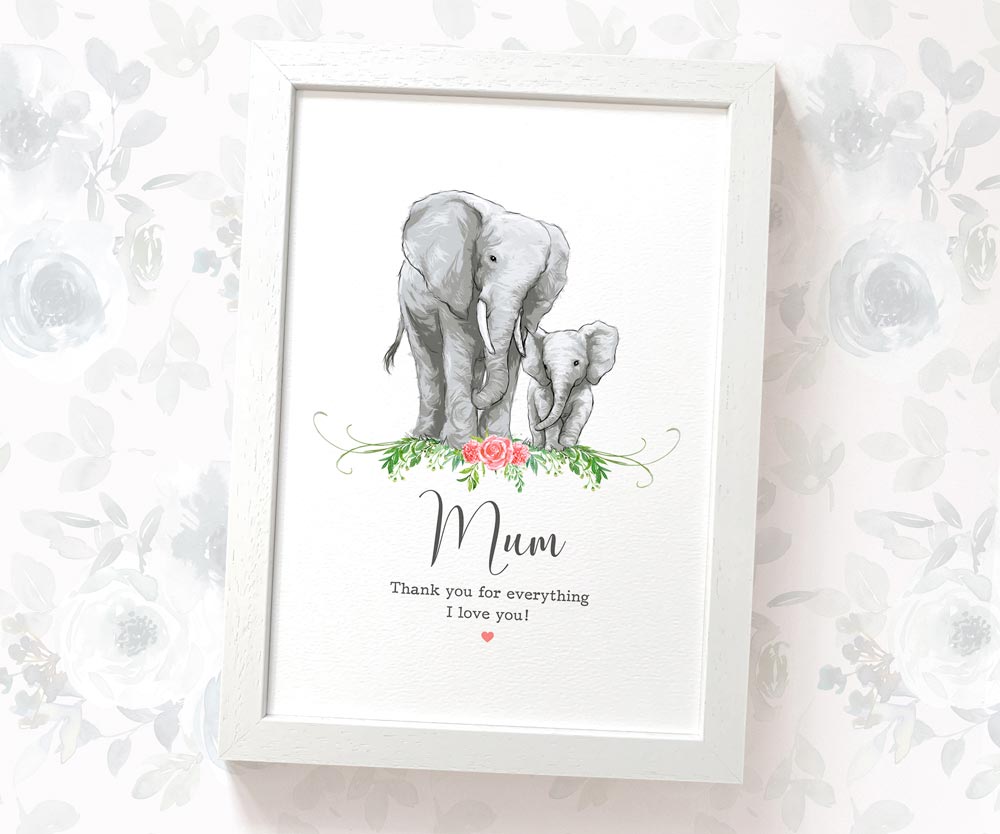 Thank You Personalised Name Gift Animal Prints Elephant Wall Art Custom Mothers Day Daughter Teacher Present