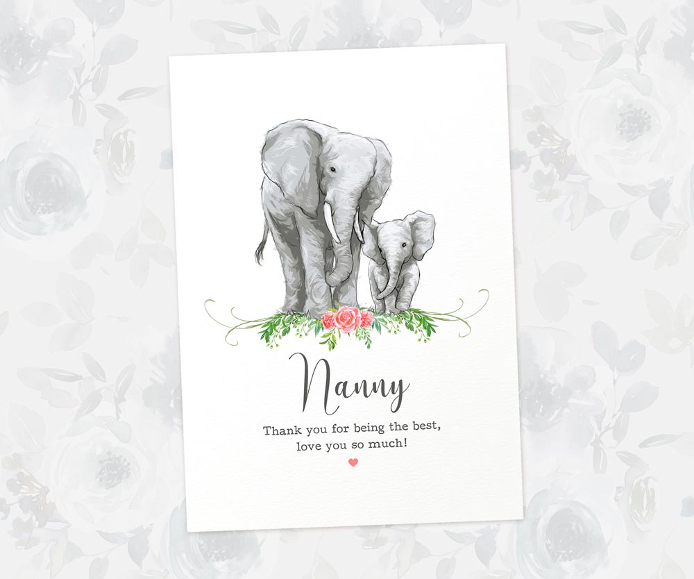 Thank You Personalised Name Gift Animal Prints Elephant Wall Art Custom Mothers Day Daughter Love Grandma