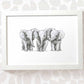 Triplet Baby Gift Safari Nursery Decor Childrens Animal Wall Art Elephant Print Playroom Newborn First Birthday