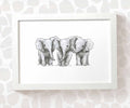 Elephants Safari Animal Nursery Print for Triplets