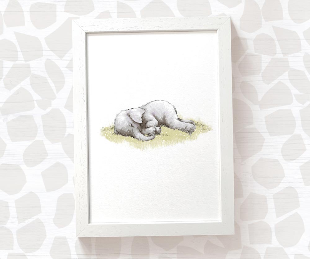 New Baby Gift Safari Nursery Decor Childrens Animal Wall Art Elephant Print Playroom Newborn First Birthday