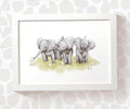 Elephants and Ducks Nursery Print for Triplets