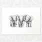 Triplet Baby Shower Gift Safari Jungle Nursery Decor Animal Wall Art Elephant Print Newborn Boy Girl