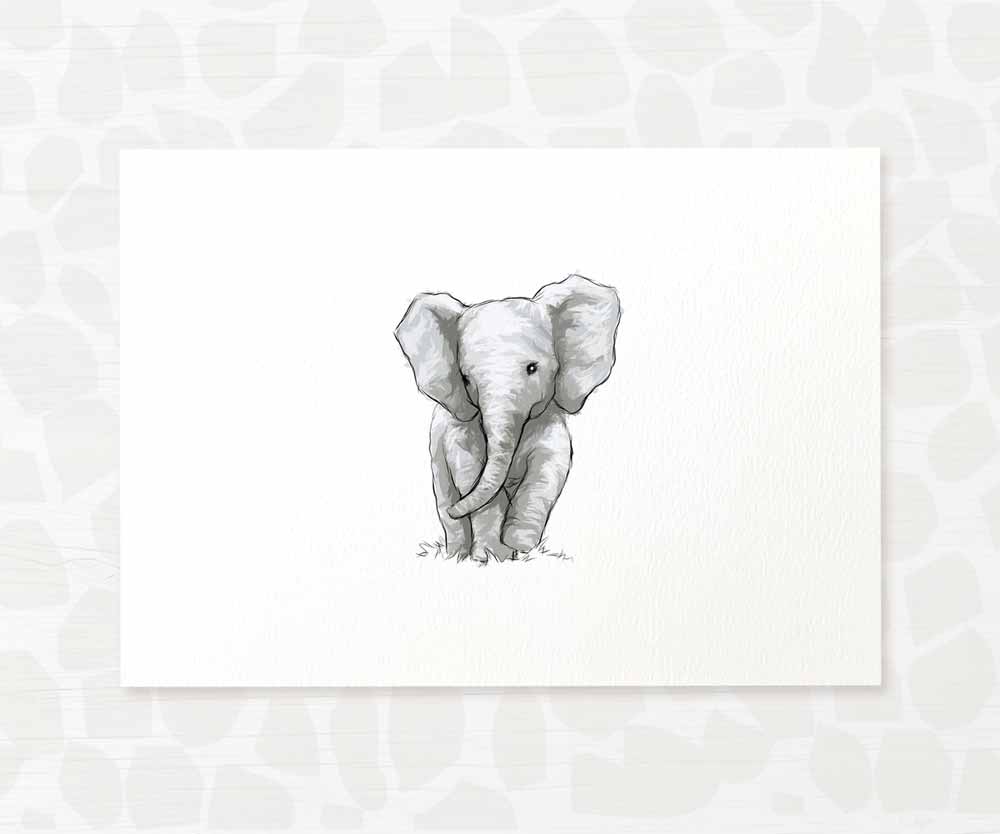 New Baby Shower Gift Safari Jungle Nursery Decor Animal Wall Art Elephant Print Newborn Gender Neutral