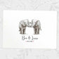 Two Elephants A3 Unframed Art Print Personalized With Names And Date For A Heartwarming Valentines Day Gift