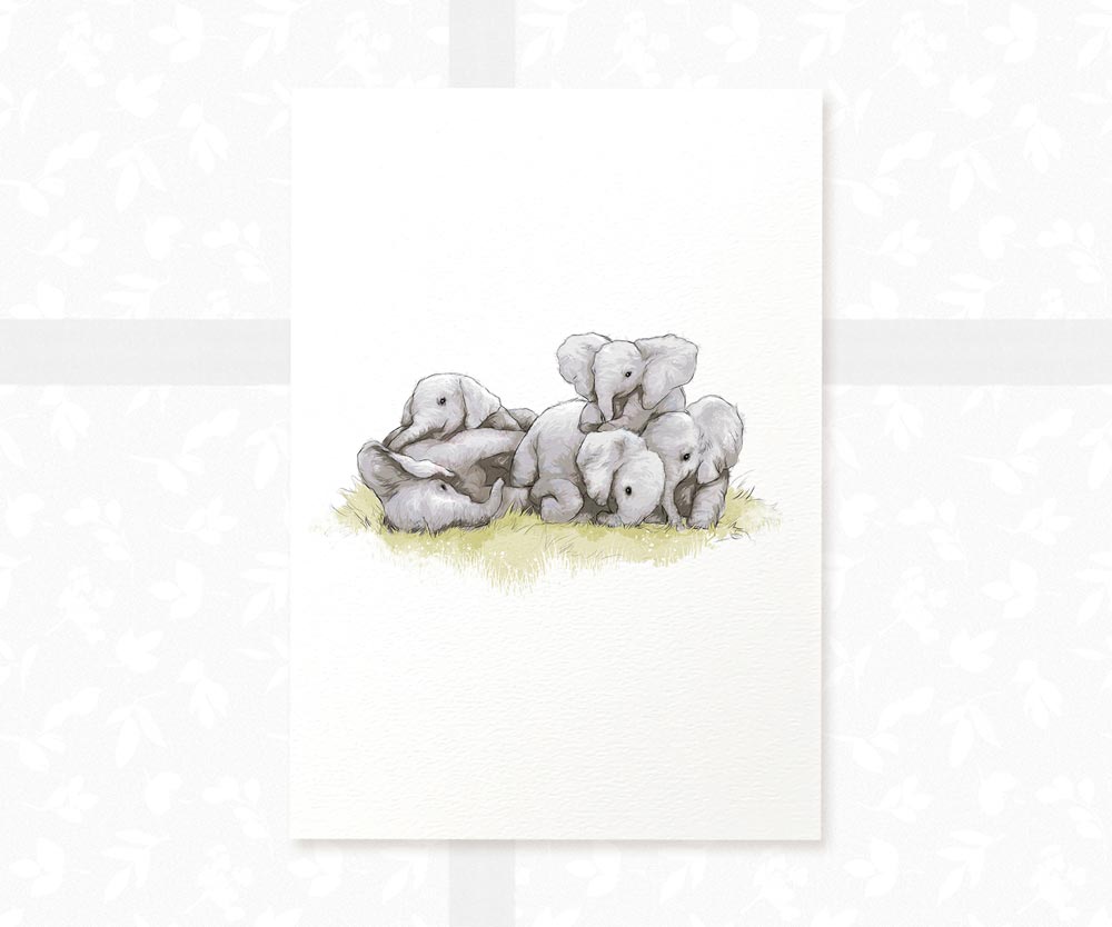 New Baby Shower Gift Safari Jungle Nursery Decor Animal Wall Art Elephant Print Newborn Boy Girl