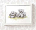 Elephants Cuddling Nursery Print